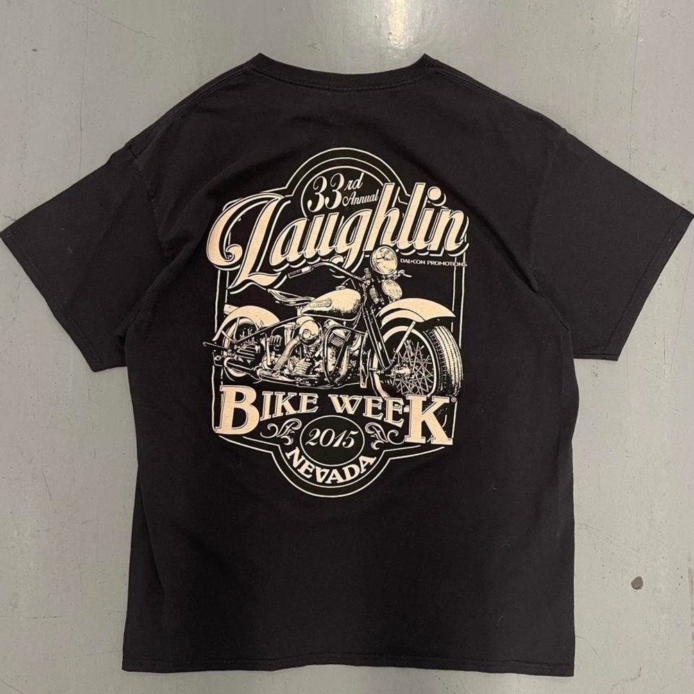 Laughlin biker tee with white‎ graphics